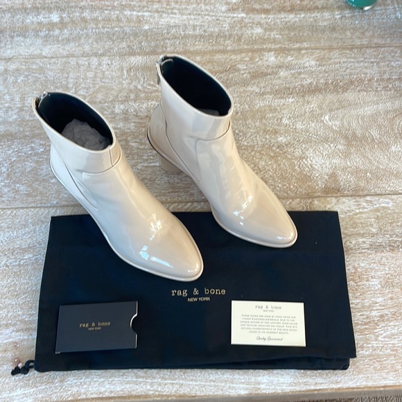 rag & bone Shoes - NWT Rag & Bone Wiley High Stone Beige Patent Leather Boot